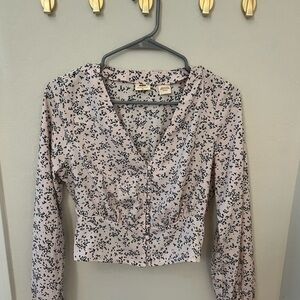 Floral V-Neck Long Sleeve Top